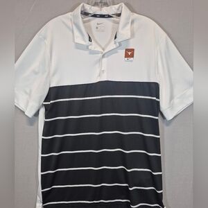 Nike Dri-FIT Texas Longhorns Men’s Medium Polo Shirt White Black Striped Golf